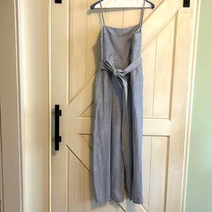 J Crew striped linen jumpsuit with belt